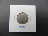 1931 Canadian Five Cent Coin