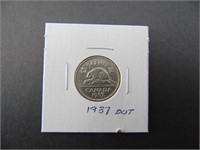 1937 DOT Canadian Five Cent Coin