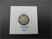1953 SF Canadian Ten Cent Coin