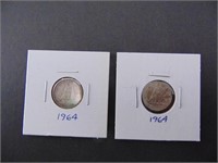 2 - 1964 Canadian Ten Cent Coins