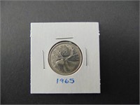1965 Canadian Twenty - Five Cent Coin