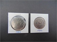 2-1983 Canadian Dollar Coins