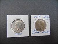 1971D 1972D American Fifty Cent Coins
