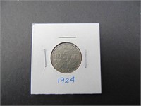 1924 Canadian Five Cent Coin