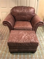 Bassett Oversized Leather Armchair & Ottoman