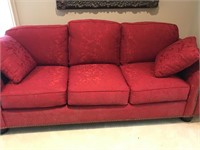 Deep Red Damask Upholstered Fairfield Sofa