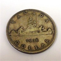 1936 Silver Canadian Dollar Coin