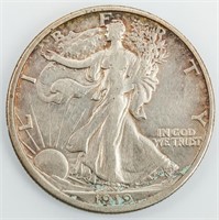Coin 1919-D Walking Liberty Half Dollar XF