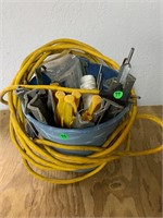 Heavy duty extension cord and tent stakes