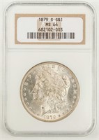 Coin 1879-S  Morgan Silver Dollar NGC MS64