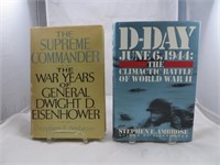 WWII BOOKS, SIGNED STEPHEN AMBROSE, SUPREME COMMAN