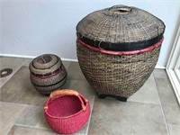 3 Wicker Decorative Baskets
