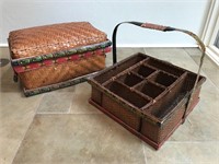 2 Hand Painted Wicker Baskets