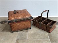 2 Hand Painted Wicker Baskets