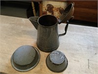 3 pcs. Gray Graniteware Copper Bottom Coffee