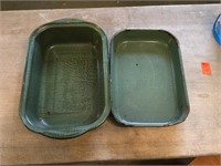2 Shamrock Green Granite Cake Pans