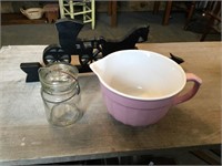 Pink Batter Bowl/Canning Jar/Wdn Weathervane