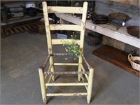 Antique Primitive Chair Yellow w/Floral