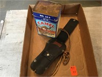 Antique Camel Tire Box & Leather Holster