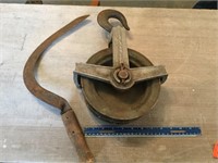 2 Antique Tools (Scythe & Pulley)