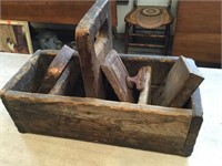 Antique Primitive Tote w/Iron Tools