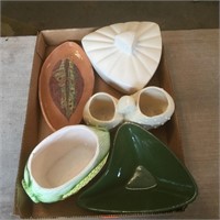 Box of vintage pottery, Boomerange Dish