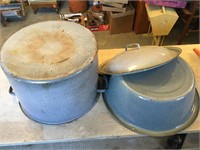 Lg Graniteware Stock Pot, Graniteware washpan