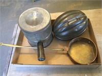 Antique Tin Flour Sifter, Tin Bundt Cake Pan,