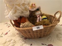 Basket w/ Crochet Throw & Stuffed Bunny