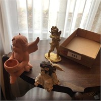 (3) Angel Figurines (2-Shelf Sitters,(1) Planter)