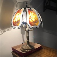 Touch Lamp w/ Religious Glass Shade