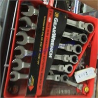 SAE flex head combination ratcheting wrench set