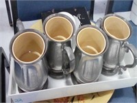 4 pewter mugs