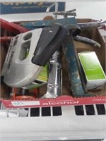 Box lot of staplers and more
