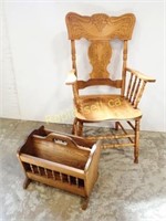Oak Chair & Magazine Rack