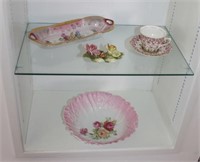 (4) pink glass pieces