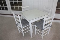 white table @ 30.5"x30.5" with (4) chairs