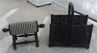 antique gout stool & black basket