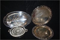4 silver pieces trays/serving dishes
