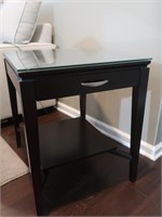 End Table w/Drawer & Glass Protector-24"x20"x24"H