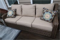 Wicker Sofa w/3 Cushions w/Covers-6'9"(VERY NICE)