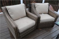 2 Wicker Patio Chairs w/ Covers