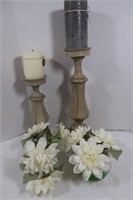 Home Decor-2 Candle Holders & Floral