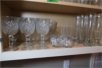 10 Crystal Wine Goblets,4 Sm Mugs,10 Water Glasses