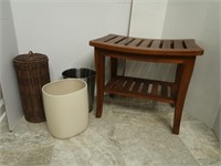 Shower Bench, Garbage Cans, Toilet Paper Holder