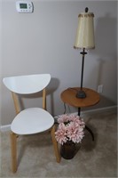 Chair, Stand(15"Rd,22"H), Lamp(30"H),Vase w/Flower