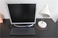 HP Monitor, Microsoft Keyboard & Desk Lamp