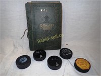 Vintage NHL Scrapbook & Pucks
