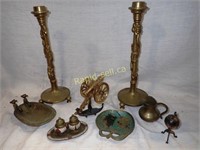 Nine Pieces of Vintage Brass Plus