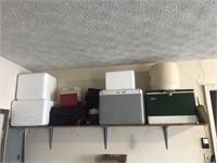 Shelf of Assorted Coolers